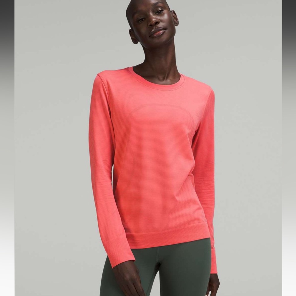 Lululemon Swiftly Relax Long Sleeve Tempo Stripe Pale Raspberry/Brier Rose sz 6